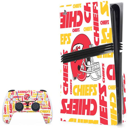 NFL Kansas City Chiefs White Blast PS5 Pro Disk Bundle Skin
