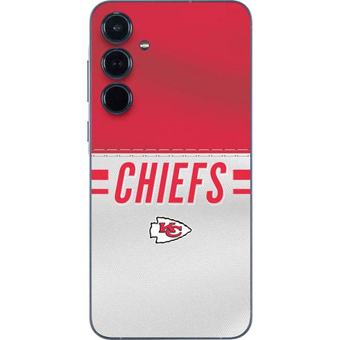 NFL Kansas City Chiefs White Striped Galaxy A35 5G Skin