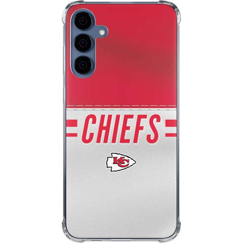 NFL Kansas City Chiefs White Striped Galaxy A55 5G Clear Case