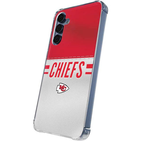NFL Kansas City Chiefs White Striped Galaxy A55 5G Clear Case