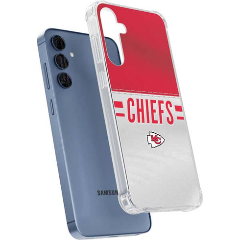 NFL Kansas City Chiefs White Striped Galaxy A55 5G Clear Case