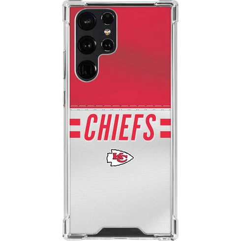 NFL Kansas City Chiefs White Striped Galaxy S23 Ultra Clear Case