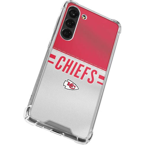 NFL Kansas City Chiefs White Striped Galaxy S24 FE Clear Case