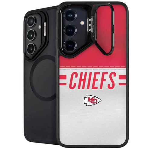 NFL Kansas City Chiefs White Striped Galaxy S25 Plus Kickstand Case