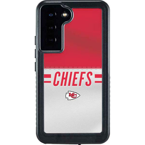 NFL Kansas City Chiefs White Striped Galaxy S24 Plus Waterproof Case