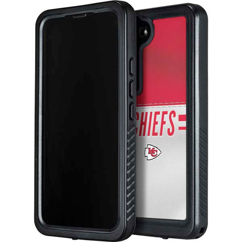 NFL Kansas City Chiefs White Striped Galaxy S24 Plus Waterproof Case