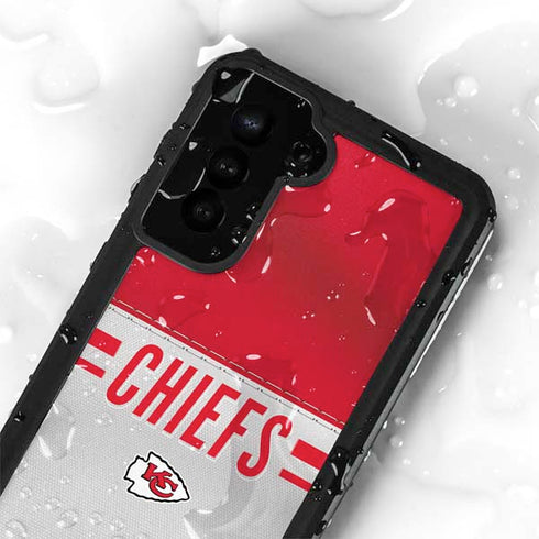 NFL Kansas City Chiefs White Striped Galaxy S24 Plus Waterproof Case