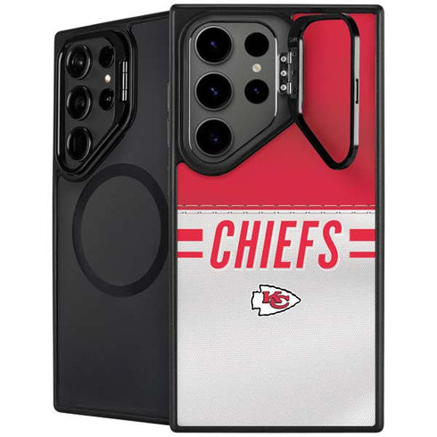 NFL Kansas City Chiefs White Striped Galaxy S25 Ultra Kickstand Case