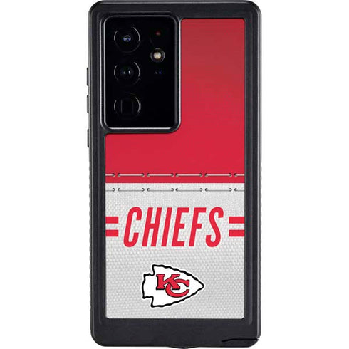 NFL Kansas City Chiefs White Striped Galaxy S24 Ultra Waterproof Case