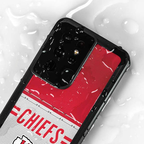 NFL Kansas City Chiefs White Striped Galaxy S24 Ultra Waterproof Case
