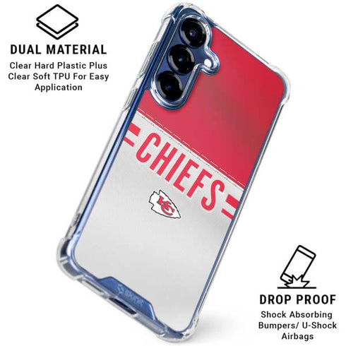 NFL Kansas City Chiefs White Striped Galaxy S25 Plus Clear Case