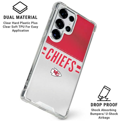 NFL Kansas City Chiefs White Striped Galaxy S25 Ultra Clear Case