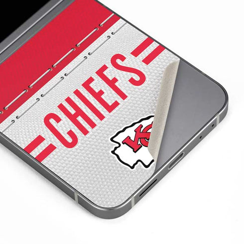 NFL Kansas City Chiefs White Striped Galaxy Z Flip6 Skin