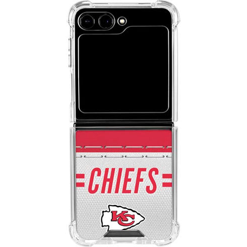 NFL Kansas City Chiefs White Striped Galaxy Z Flip6 Clear Case