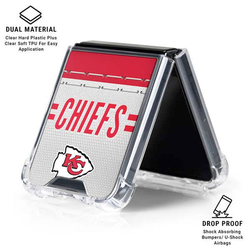NFL Kansas City Chiefs White Striped Galaxy Z Flip6 Clear Case