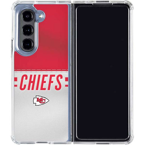 NFL Kansas City Chiefs White Striped Galaxy Z Fold5 5G Clear Case