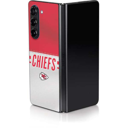 NFL Kansas City Chiefs White Striped Galaxy Z Fold5 5G Skin