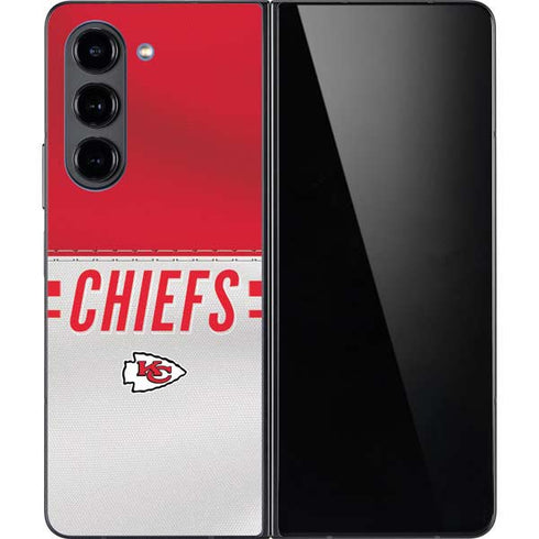 NFL Kansas City Chiefs White Striped Galaxy Z Fold5 5G Skin