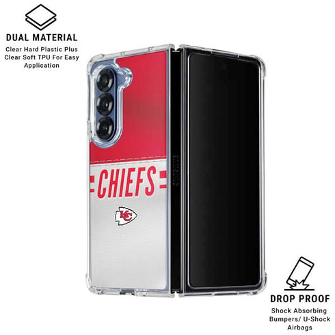 NFL Kansas City Chiefs White Striped Galaxy Z Fold6 Clear Case
