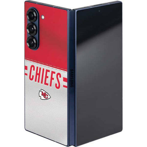 NFL Kansas City Chiefs White Striped Galaxy Z Fold6 Skin
