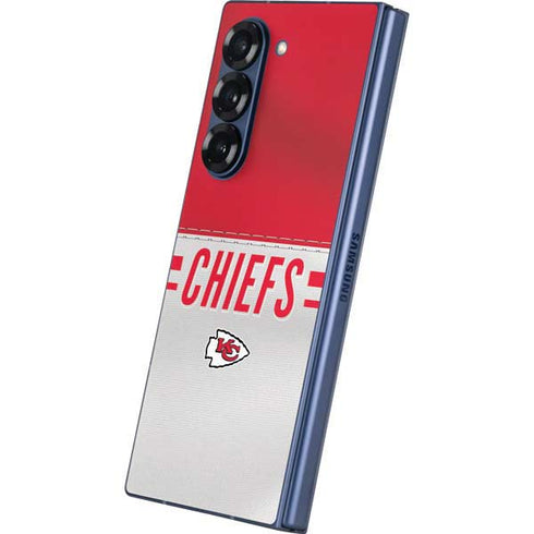NFL Kansas City Chiefs White Striped Galaxy Z Fold6 Skin