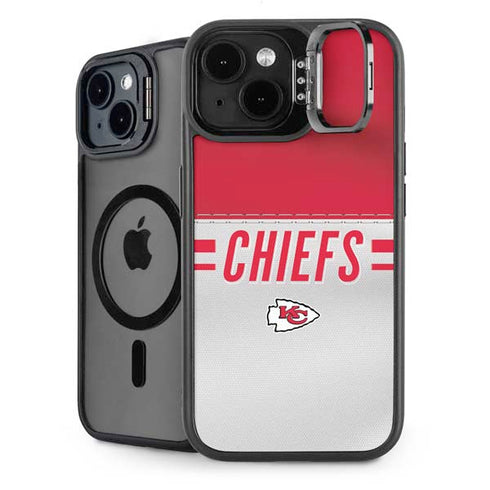 NFL Kansas City Chiefs White Striped iPhone 14 Kickstand Case