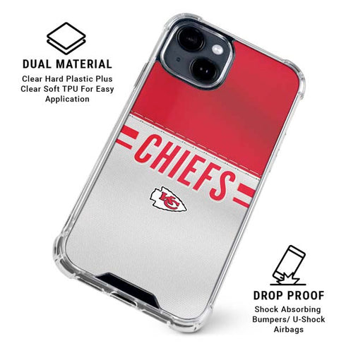 NFL Kansas City Chiefs White Striped iPhone 15 Clear Case