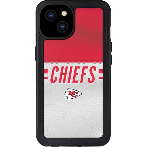 NFL Kansas City Chiefs White Striped iPhone 15 Plus Waterproof Case