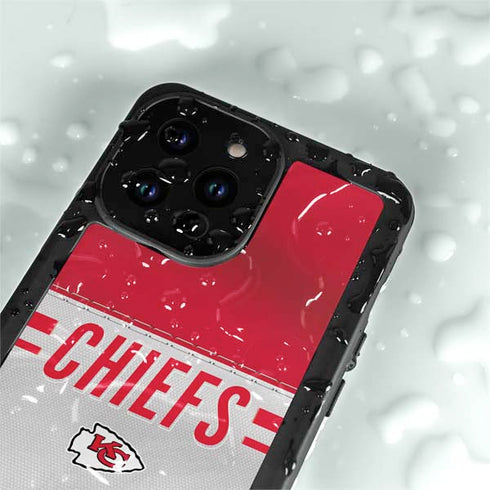 NFL Kansas City Chiefs White Striped iPhone 15 Pro Waterproof Case