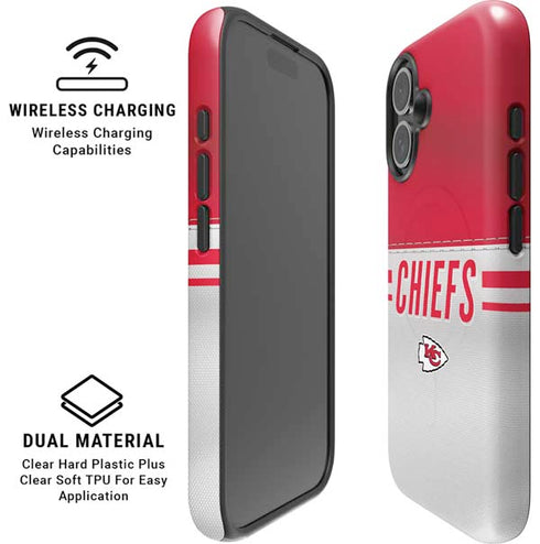 NFL Kansas City Chiefs White Striped iPhone 16 Magsafe Impact Case