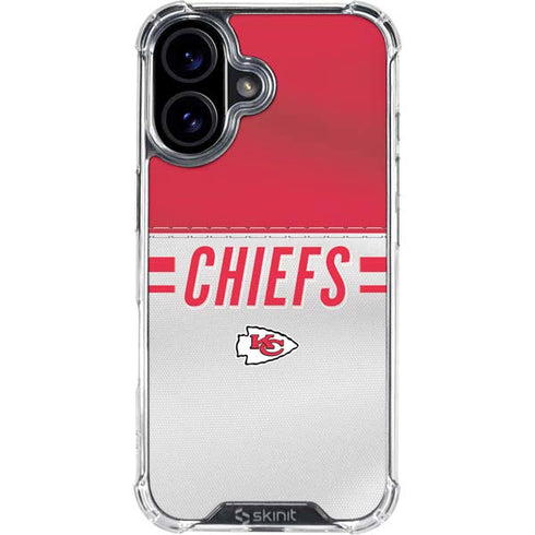 NFL Kansas City Chiefs White Striped iPhone 16 Plus Clear Case