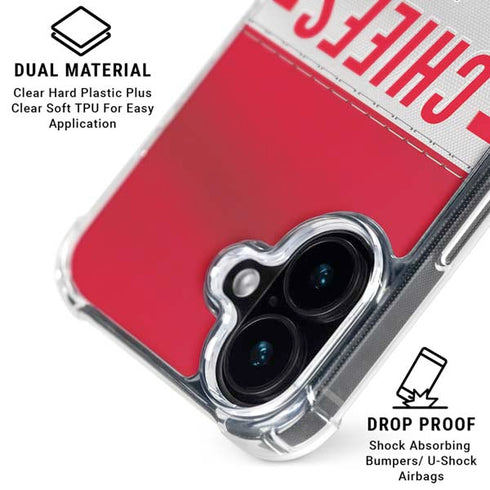 NFL Kansas City Chiefs White Striped iPhone 16 Plus Clear Case