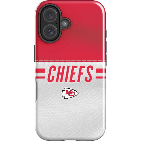 NFL Kansas City Chiefs White Striped iPhone 16 Plus Impact Case