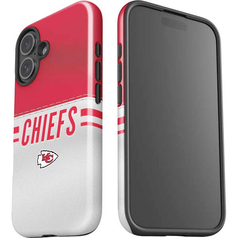 NFL Kansas City Chiefs White Striped iPhone 16 Plus Impact Case