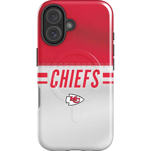 NFL Kansas City Chiefs White Striped iPhone 16 Plus Magsafe Impact Case