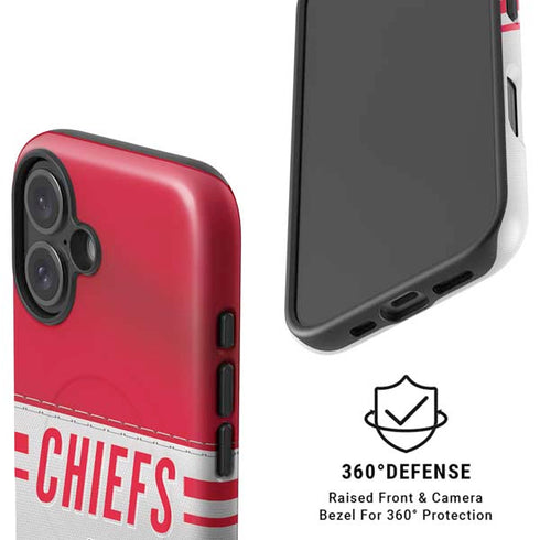 NFL Kansas City Chiefs White Striped iPhone 16 Plus Magsafe Impact Case