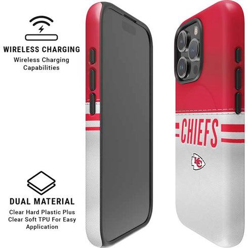 NFL Kansas City Chiefs White Striped iPhone 16 Pro Magsafe Impact Case