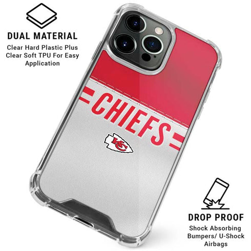 NFL Kansas City Chiefs White Striped iPhone 16 Pro Max Clear Case