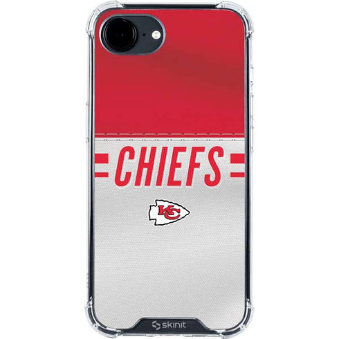 NFL Kansas City Chiefs White Striped iPhone 16e Clear Case