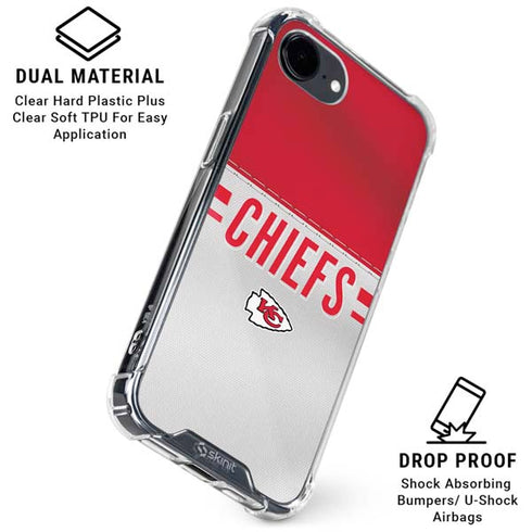 NFL Kansas City Chiefs White Striped iPhone 16e Clear Case