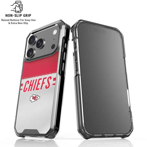 NFL Kansas City Chiefs White Striped iPhone 18 Pro Clear Case