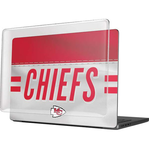 NFL Kansas City Chiefs White Striped MacBook Pro 14in (2021-24) Case plus Skin