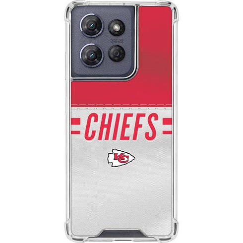 NFL Kansas City Chiefs White Striped Moto G 5G (2025) Clear Case
