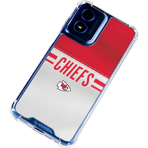 NFL Kansas City Chiefs White Striped Moto G 5G (2024) Clear Case