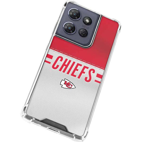 NFL Kansas City Chiefs White Striped Moto G Stylus 5G (2025) Clear Case