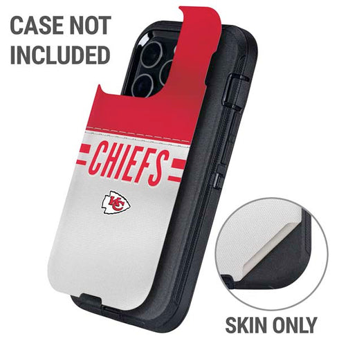 NFL Kansas City Chiefs White Striped Otterbox Defender iPhone Skin