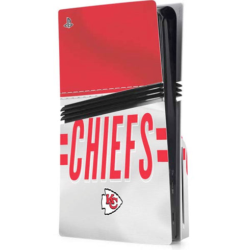 NFL Kansas City Chiefs White Striped PS5 Pro Disk Console Skin