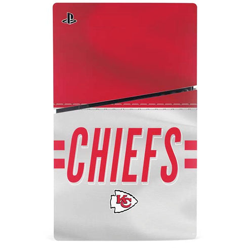 NFL Kansas City Chiefs White Striped PS5 Slim Digital Edition Console Skin