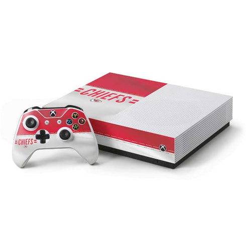 NFL Kansas City Chiefs White Striped Xbox One S All-Digital Edition Bundle Skin