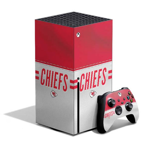 NFL Kansas City Chiefs White Striped Xbox Series X Bundle Skin